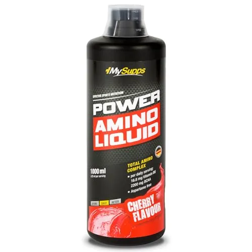 MySupps Power Amino Liquid 1000ml Sirup - Aminosäuren-Sirup mit 450.000 mg pro 1000ml, ideal für schnelle Regeneration vor und nach dem Training, laktosefrei und aus hochwertigem Proteinhydrolysat, Made in Germany.