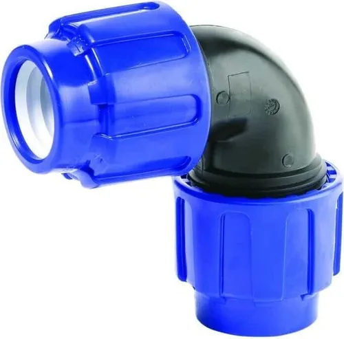 PP PE Rohr Verschraubung 90° Winkel 2 Verschraubungen 25 x 25