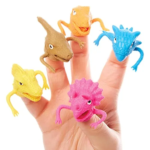 Baker Ross FX671 Dinosaurier-Fingerpuppen - 10er-Packung, Partytütenfüller für Kinder