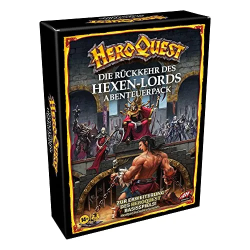 HERO QUEST Die Rückkehr des Hexen-Lords Abenteuerpack - Gesellschaftsspiel für 2+ Spieler, tauche ein in aufregende Fantasy-Abenteuer mit neuen Herausforderungen und strategischen Kämpfen.