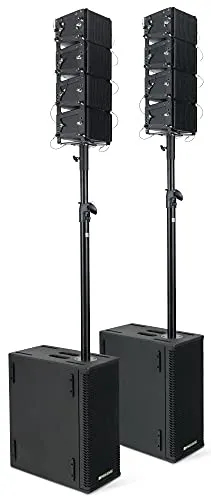 Pronomic V-Array Compact-Twin Set - 1280 Watt Aktives PA-System - PA Komplettset für bis zu 200 Zuhörer, mit kraftvollem Subwoofer und Topteilen, ideal für Veranstaltungen, enthält alles Notwendige für den sofortigen Einsatz.