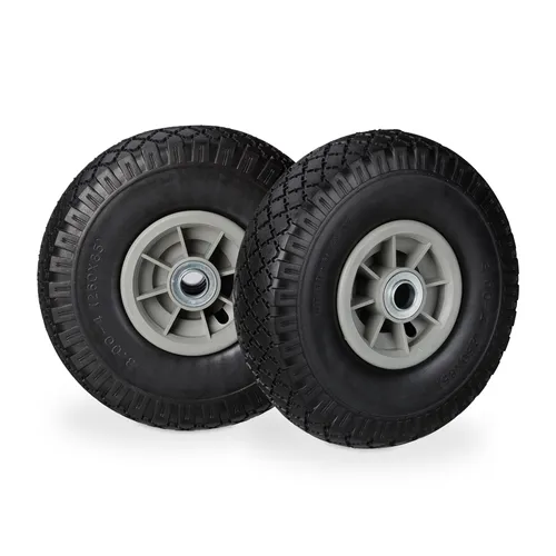 Relaxdays Sackkarrenräder Luftbereift blau rot Vollgummi KU Felgen - Hochwertige Luftreifen für Sackkarren, ideal für eine optimale Lastenverteilung und hohe Stabilität beim Transport.