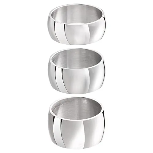 meditoys · Ring aus Edelstahl für Damen und Herren · Bandring 10 mm breit · Silber poliert Größe: 66 (21.0)