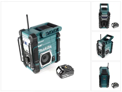 Makita DMR 112 F1 Baustellen Radio mit Akku und Bluetooth - Robustes Baustellenradio mit DAB+, Bluetooth und 3,0Ah Akku. Ideal für den Einsatz in rauen Umgebungen, spritzwassergeschützt und mit vielseitigen Anschlussmöglichkeiten.