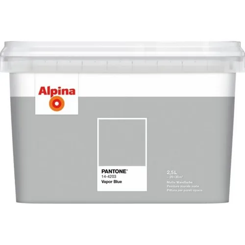 Alpina Wandfarbe Pantone 14-4203 Vapor Blue 5l - Innen- & Außenfarben, hochwertige matte Wandfarbe mit 5 l Inhalt, ideal für Beton und Gipskarton, sorgt für eine elegante Raumgestaltung in sanften Grautönen.