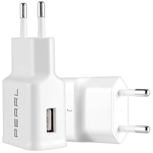 PEARL Netzstecker: 2er-Set kompakte USB-Netzteile, USB-A, 5 V, 2,1 A / 10,5 W, weiß (Ladegeraet, Ladegerät-Adapter, iPhone Ladestation)
