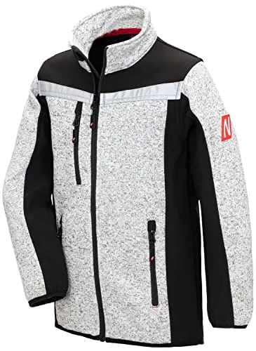 Nitras Motion TEX Kids 7192 Kinder-Strick-Softshelljacke - Softshell-Strickjacke mit Reflexelementen - Grau - 110/116