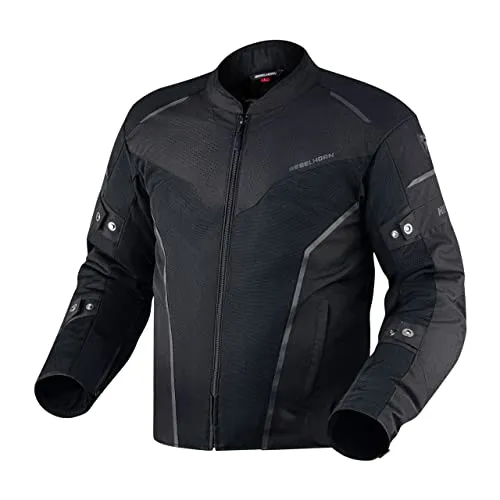 REBELHORN Hiflow IV Motorradjacke Herren | Abnehmbare Humax Membrane | Ellenbogen und Schulterprotektoren Stufe 2 | Mesh-Belüftung Einsätze | Abnehmbare Thermofutter