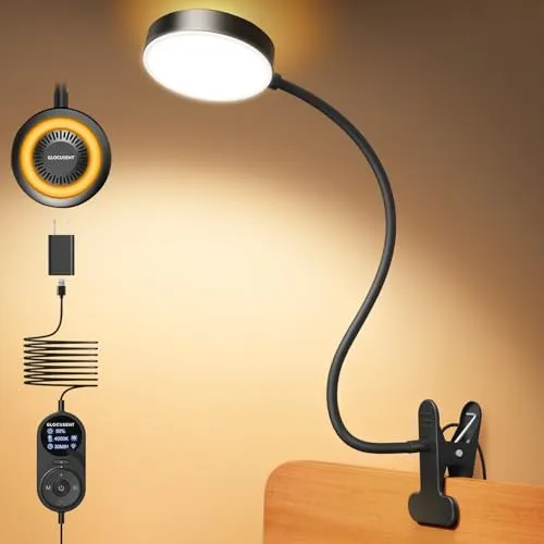 Glocusent Leselampe Bett – 72 LED Klemmlampe mit 3 Farben & 5 Helligkeiten