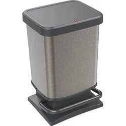 ROTHO Mülleimer Paso 20l mit Tretmechanismus - Eckiger Mülleimer aus hochwertigem Kunststoff (PP) in Edelstahl-Optik, geruchssicher und benutzerfreundlich – ideal für Küche, Bad oder Büro.