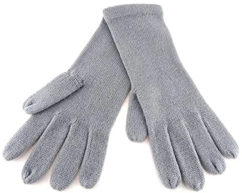 TigerTie feine Strickhandschuhe in grau hellgrau Uni - Damen Handschuhe Größe M
