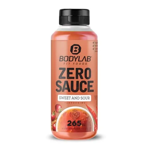 Bodylab24 Zero Sauce Sweet and Sour 265ml, kalorienarm, nur 3-9 kcal je 15g Portion, fett- und zuckerreduziert, perfekt zum Verfeinern von Gerichten, als Sauce oder Dressing, ideal für jede Diät