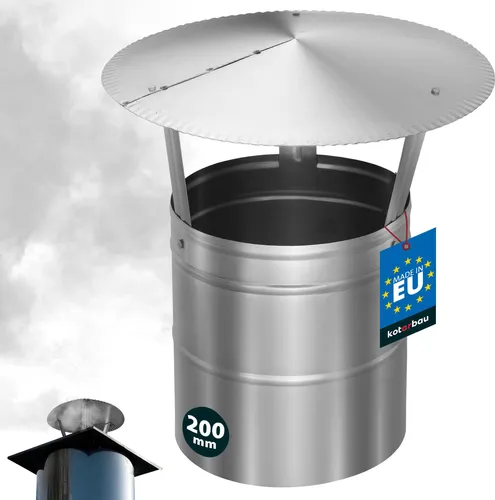 KOTARBAU® Schornsteinabdeckung Edelstahl ø 200 mm Kaminhaube Schornstein Regenhaube Schornsteinhaube Kaminaufsatz Rostfrei Edelstahl Inox