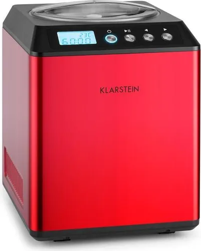 Vanilla Sky Eiscreme-Maschine Kompressor 2l 180W Edelstahl rot - Eismaschinen mit 2l Kapazität und 180W Kompressor für schnelle Eisbereitung ohne Vorkühlen, ideal für spontane Eiscreme-Momente!