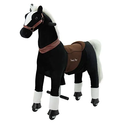 Sweety Toys 7325 Reittier Gross Pferd BLACKY auf Rollen für 4 bis 9 Jahre -Riding Animal