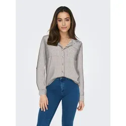 ONLY Damen Onlyasmin Shirt L/S WVN Noos - Blusen & Tuniken für Damen, lässiges Langarmhemd mit umgeschlagenen Ärmelbündchen und modischem Streifenmuster, perfekt für den Alltag.