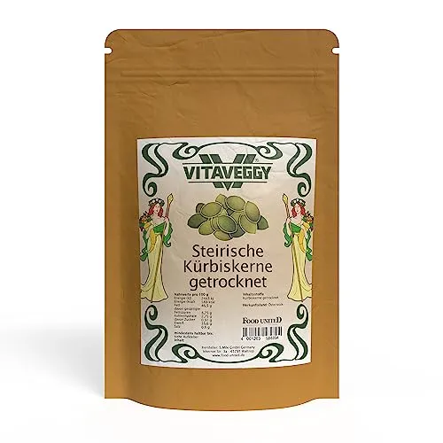 VITAVEGGY STEIRISCHE KÜRBISKERNE 1000g | geschält | Styrian Pumpkin Seeds | cucurbita pepo styriaca | Steiermark | Food-United | für steirisches Kürbiskernöl oder als Topping für Salate Suppen