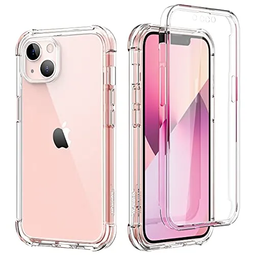 SURITCH Kompatibel mit iPhone 13 Hülle Schutzhülle 360° Stoßfest Transparent Front Und Rückenschutz Handyhülle TPU Bumper Eingebautem Displayschutz für iPhone 13 6,1 Zoll (Klar)