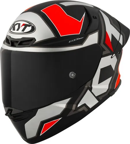 KYT TT-Revo Electron Integralhelm - Matt Schwarz/Grau/Rot - XL - Motorradhelm mit ADT-Thermoplast-Schale für hohe Crash-Festigkeit, optimierter Aerodynamik und herausragendem Komfort dank atmungsaktiver Innenausstattung. Ideal für Sicherheit und Stil auf der Straße.