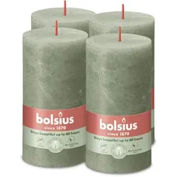 Bolsius Rustik Stumpenkerzen 4er Set 130x68mm in grün von Bolsius