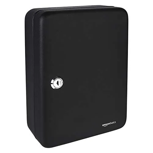 Amazon Basics Schlüsselkasten für 48 Schlüssel, Stahl, abschließbar, Schwarz, 19.99 D x 17.78 W x 24.89 H cm