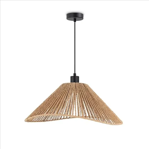 Paco Home LED Pendellampe Wohnzimmer Pendelleuchte Esszimmer Hängeleuchte Küche Lampenschirm Papier Deko Boho Style E27, Farbe:Schwarz, Leuchtenart/Farbe:Typ 2