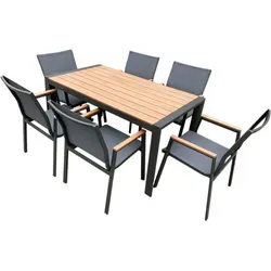 TEICO GROUP Sitzgruppe Terassenmöbel Alu/WPC 7-tlg. Gartenset - Essgruppen: Hochwertige 7-tlg. Gartenmöbel aus Alu/WPC mit wetterfestem Design, ideal für gesellige Stunden im Freien und Platz für bis zu sechs Personen.