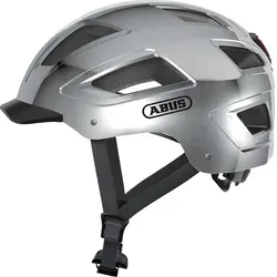 ABUS HYBAN 2.0 Fahrradhelm, Silber (Chrome Silver), M - Fahrradhelm mit ABS-Hartschale und Fliegennetz, ideal für Alltag und Cityfahrten. Hochwertiges LED-Rücklicht sorgt für 180° Sichtbarkeit und Sicherheit.