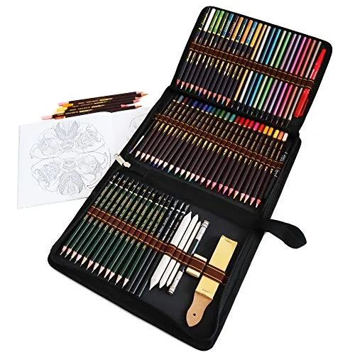 YJYHART 72 Buntstifte Set,Professionell Bleistift Zeichnen für Skizzieren Malset Set inklusive farbstift, Graphit und Kohle-Bleistifte und -Zubehör,Ideales schulbedarf künstlerbedarf