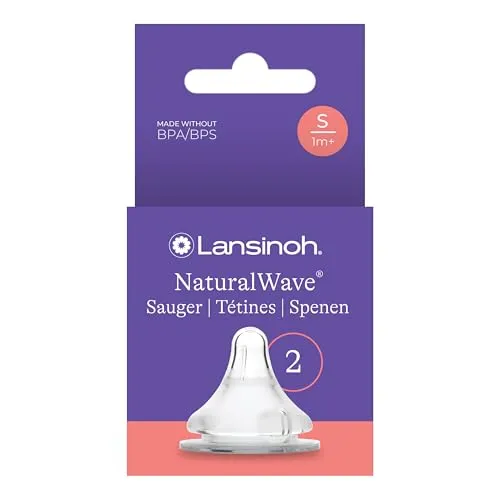 Lansinoh NaturalWave Sauger, Gr. S - langsamer Milchfluss - ab dem 1. Monat, 2 Stück