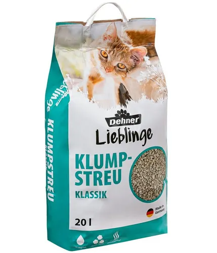 Dehner Katzenstreu Lieblinge Klumpstreu Klassik, 100% Naturton, 20 l, sehr saugstarkes und ultra ergiebiges Katzenstreu