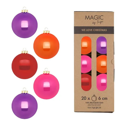 Glas Christbaumkugeln Set Ø 6cm, 20 Stück/Box, Farb Mix Party Time - Magic by In