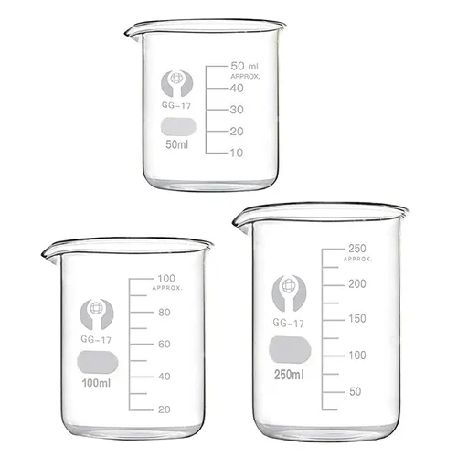 Messbecher-Set - 3-teilig, 50ml, 100ml, 250ml, Klar, Borosilikatglas, Labor, ...