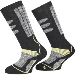 PistenSauser Skisocken 2 Paar warme Kinder Skisocken, Ski-Kniestrümpfe mit Spezial-Polsterung gelb 35-38