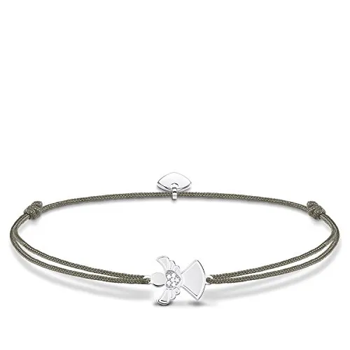 Thomas Sabo Damen Stoffarmband Grün Little Secret Engel 925 Sterling Silber LS037-401-5-L20v
