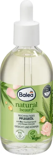 Balea Natural Beauty Pflegeöl mit Bio-Hanfsamenöl und Rosen-Extrakt, 100ml