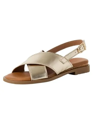 Tamaris Sandalette Damen Blockabsatz metallic, EU 39 - Wanderschuhe mit TOUCH-IT Funktion für optimalen Tragekomfort, weichem Fußbett und stilvollem Blockabsatz – ideal für jeden Schritt im Alltag.