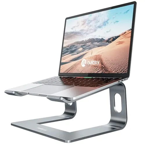 Nulaxy Aluminium Laptop-Ständer, Ergonomischer Abnehmbare Laptop Halterung für Schreibtisch mit Belüftung, Notebook-Ständer Kompatibel mit MacBook, Dell, HP, Samsung, Lenovo, 10-16 Zoll Laptops, Grau