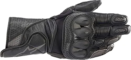 Alpinestars SP-2 V3 Handschuhe - Schwarz/Dunkelgrau - M - Motorradhandschuhe aus hochwertigem Vollleder mit robustem Knöchelschutz und Touchscreen-kompatiblen Fingerspitzen für optimale Sicherheit und Funktionalität.