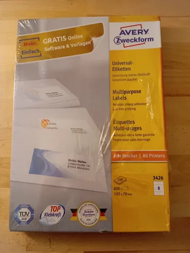 AVERY Zweckform Etiketten 3426 - 105 x 70 mm, 100 Blatt - Universal-Etiketten in hochwertiger Qualität, ideal zum Beschriften und Organisieren von Dokumenten und Produkten. Perfekte Haftung auf verschiedenen Oberflächen.