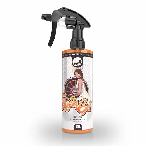 NUKE GUYS Felgenreiniger 500ml mit Wirkindikator | starker Reiniger für strahlende Alufelgen | PH-Neutrale Felgen Reinigung für Auto & Motorrad | Effizient gegen Bremsstaub & Flugrost