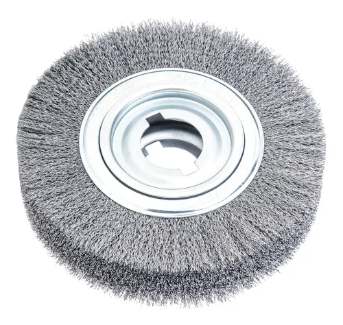 Lessmann Rundbürste D.250mm – Hochfester Draht für Tischentgratmaschinen - Bürsten mit gewelltem Draht, ideal für Tischentgratmaschinen. Hohe Rundlaufgenauigkeit und Standzeit bei max. Drehzahl von 3600min-¹.