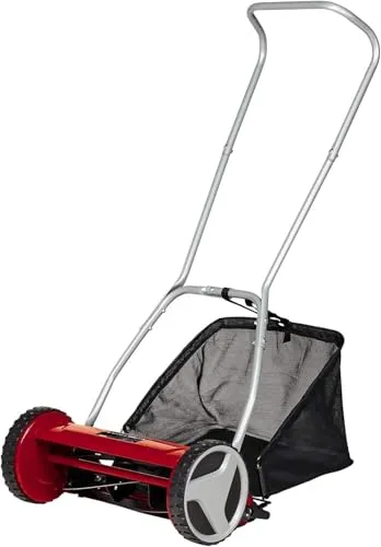Einhell Hand-Rasenmäher GC-HM 400 - Umweltfreundlich und leise - Spindelmäher für Rasenflächen bis 250 m², 40 cm Schnittbreite mit 5 Stahlmessern, 4-stufige Schnitthöheneinstellung für individuelle Anpassung.