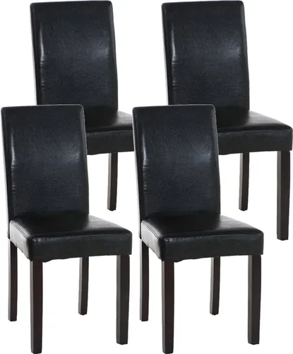 DELUKE 4er Set Esszimmerstuhl DALAN Kunstleder Schwarz
