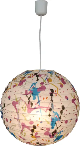 Näve Leuchten Papierleuchte Papierleuchte Pendelleuchten - Papierleuchte, Hängelampe im Romantic Style, aus Metall und Papier in bunt, 38 cm hoch, Ø 38 cm, E27-Fassung