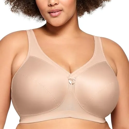 Glamorise Damen 1005 Full Coverage Bra, Haut, 95E - Funktionsunterwäsche mit MagicLift-Brustband für optimalen Halt und Komfort. Feuchtigkeitsableitende Cups und gepolsterte Träger sorgen für ein angenehmes Tragegefühl.