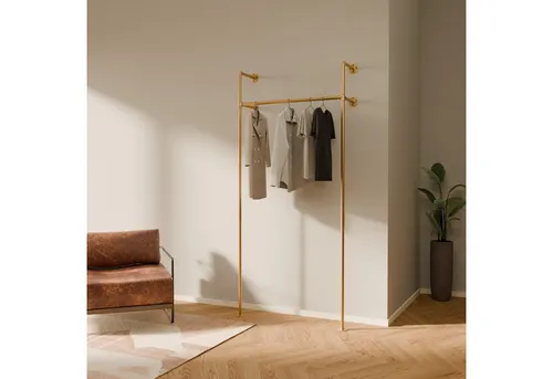 pamo. design Kleiderständer KIM - Offener Kleiderschrank im Industrie Design - Kleiderständer im modernen Industrie Design, wandmontierbar und platzsparend. Inklusive Filzpads zum Schutz Ihres Fußbodens und pulverbeschichtete Oberfläche für hohe Robustheit.