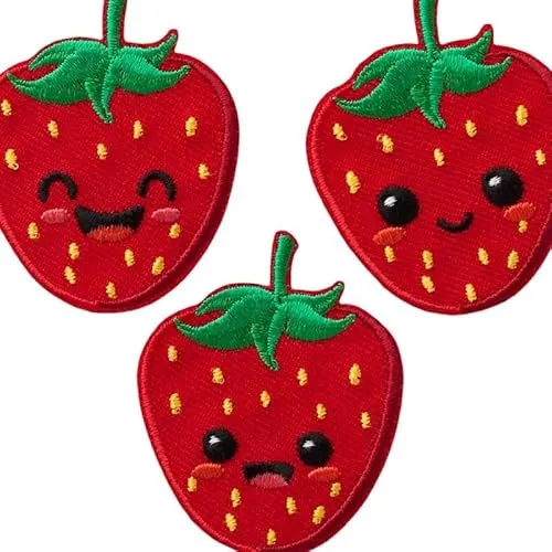 Mono-Quick 16243 Create Erdbeeren Applikation, Bügelbild, Patch, Aufnäher, Aufkleber 3er Set