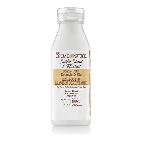Creme of Nature, Butter Blend & Flaxseed, Weichmachender Conditioner, zum Ausspülen oder Leave-in, Behandlung für lockiges, krauses und Afro Haar, frei von Sulfaten und Silikon, 354ml