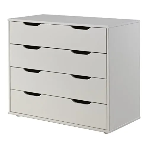 FURNLUX Kommode mit 4 Schubladen, Weiß, 86x44x72 cm, 34 kg, MDF-Material, Pino Kollektion, Montageanleitung verfügbar
